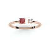 Toi & Moi Ring - Recycled 18kt Pink Gold - Almandine Garnet and Diamond