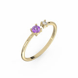 Ring Toi & Moi - Yellow Gold Recycled 18kt - Amethyst and Diamond