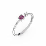 Toi & Moi Ring - Recycled 18kt White Gold - Rhodolite Garnet and Diamond
