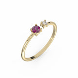 Toi & Moi Ring - Recycled 18kt Yellow Gold - Rhodolite Garnet and Diamond