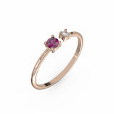 Bague Toi & Moi - Or Rose recyclé 18kt - Grenat Rhodolite et Diamant