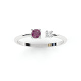 Toi & Moi Ring - Recycled 18kt White Gold - Rhodolite Garnet and Diamond