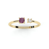 Toi & Moi Ring - Recycled 18kt Yellow Gold - Rhodolite Garnet and Diamond
