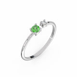 Toi & Moi Ring - Recycled 18kt White Gold - Tsavorite Garnet and Diamond
