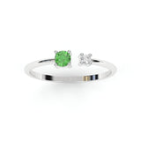 Toi & Moi Ring - Recycled 18kt White Gold - Tsavorite Garnet and Diamond