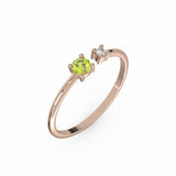 Bague Toi & Moi - Or Rose recyclé 18kt - Péridot et Diamant