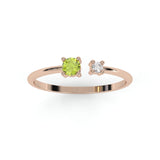 Bague Toi & Moi - Or Rose recyclé 18kt - Péridot et Diamant