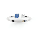 Toi & Moi ring - 18kt recycled white gold - Sapphire and diamond