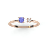 Ring Toi & Moi - Pink Gold Recycled 18kt - Tanzanite and Diamond