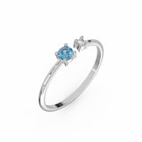 Bague Toi & Moi - Or Blanc recyclé 18kt - Topaze London et Diamant