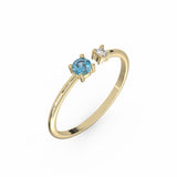 Bague Toi & Moi - Or Jaune recyclé 18kt - Topaze London et Diamant