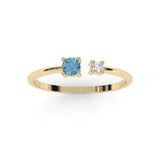 Bague Toi & Moi - Or Jaune recyclé 18kt - Topaze London et Diamant
