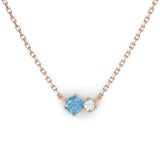 Toi & Moi Ring - Recycled 18kt Pink Gold - London Blue Topaz and Diamond