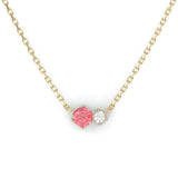 Collier Toi & Moi - Or Jaune recyclé 18kt - Tourmaline rose et Diamant